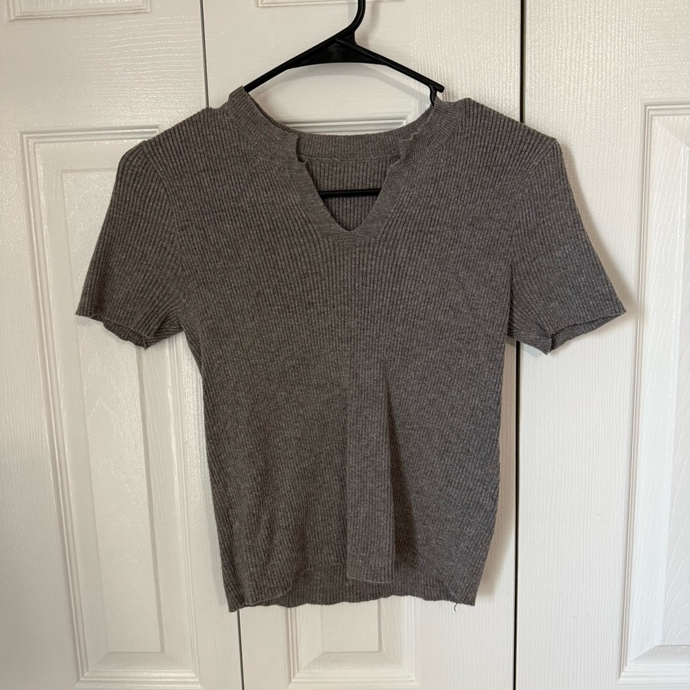 Gray Ribbed Top
